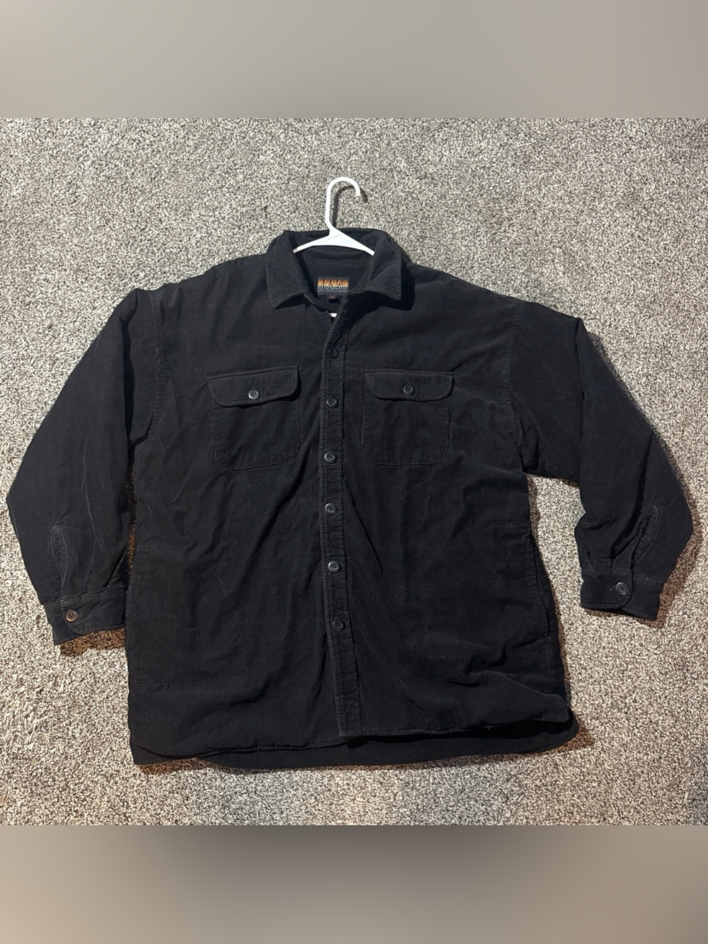 Burnside Fleece Lined Corduroy Button Up Shirt Jacket Size XL Black Heavy